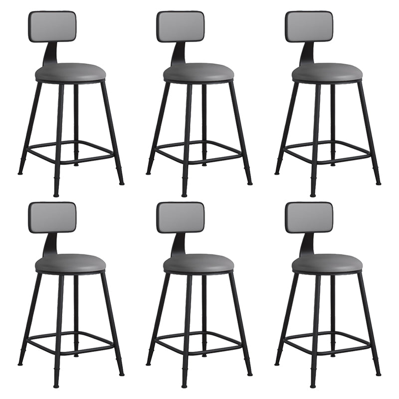 Modern Backrest Armless Counter Stool Iron Cafe Bar Stool with Leather Cushion