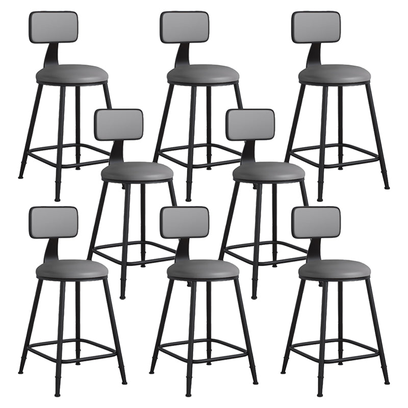 Modern Backrest Armless Counter Stool Iron Cafe Bar Stool with Leather Cushion