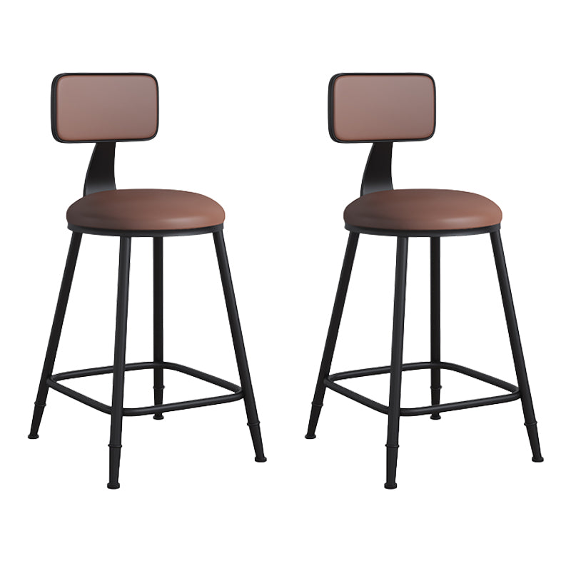 Modern Backrest Armless Counter Stool Iron Cafe Bar Stool with Leather Cushion