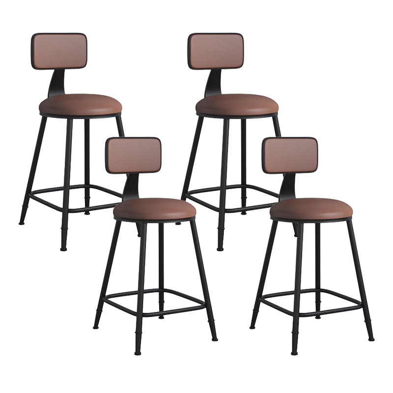 Modern Backrest Armless Counter Stool Iron Cafe Bar Stool with Leather Cushion