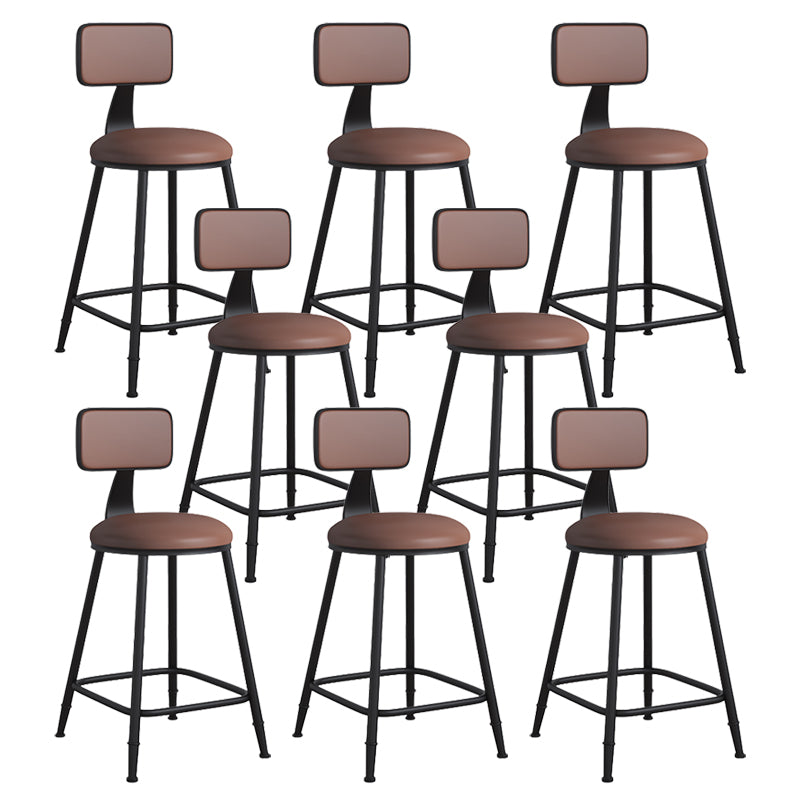 Modern Backrest Armless Counter Stool Iron Cafe Bar Stool with Leather Cushion
