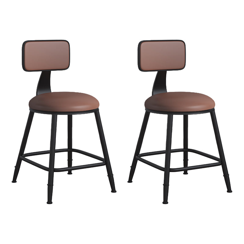 Modern Backrest Armless Counter Stool Iron Cafe Bar Stool with Leather Cushion