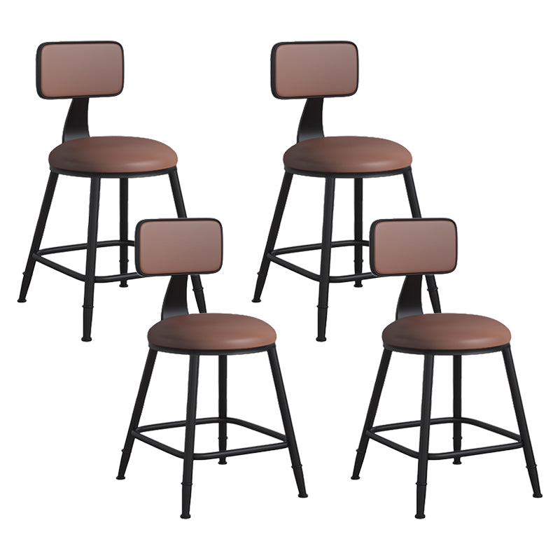 Modern Backrest Armless Counter Stool Iron Cafe Bar Stool with Leather Cushion