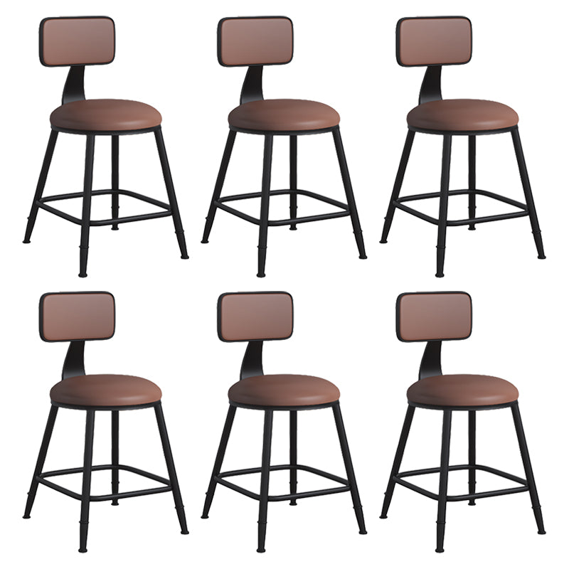 Modern Backrest Armless Counter Stool Iron Cafe Bar Stool with Leather Cushion