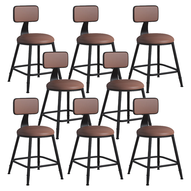 Modern Backrest Armless Counter Stool Iron Cafe Bar Stool with Leather Cushion