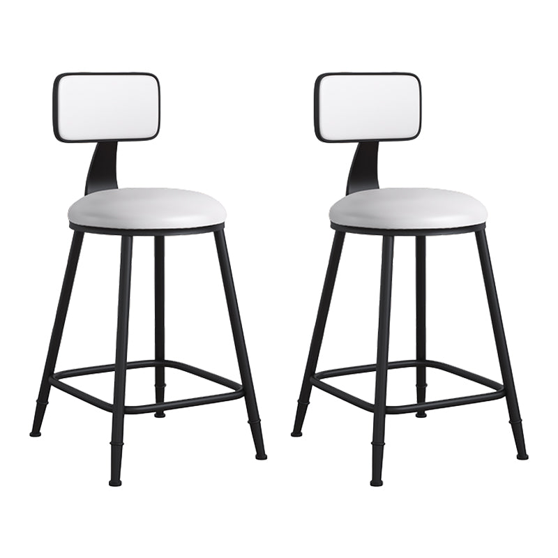 Modern Backrest Armless Counter Stool Iron Cafe Bar Stool with Leather Cushion
