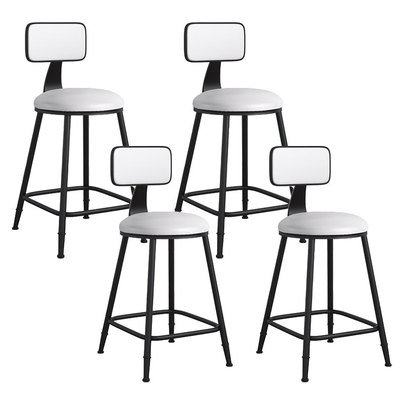 Modern Backrest Armless Counter Stool Iron Cafe Bar Stool with Leather Cushion