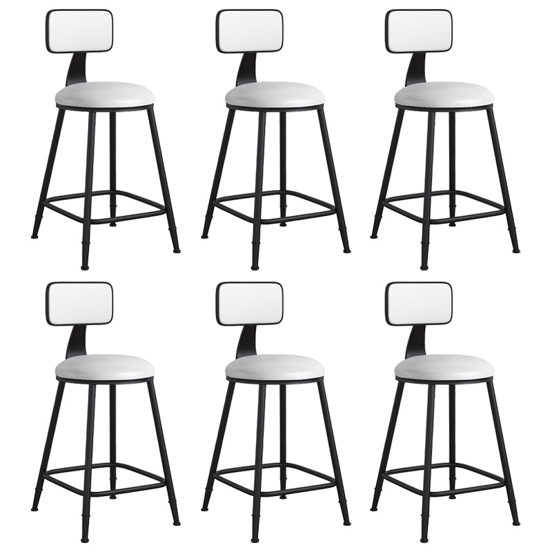 Modern Backrest Armless Counter Stool Iron Cafe Bar Stool with Leather Cushion