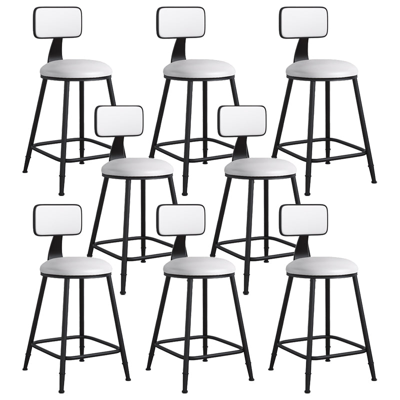 Modern Backrest Armless Counter Stool Iron Cafe Bar Stool with Leather Cushion