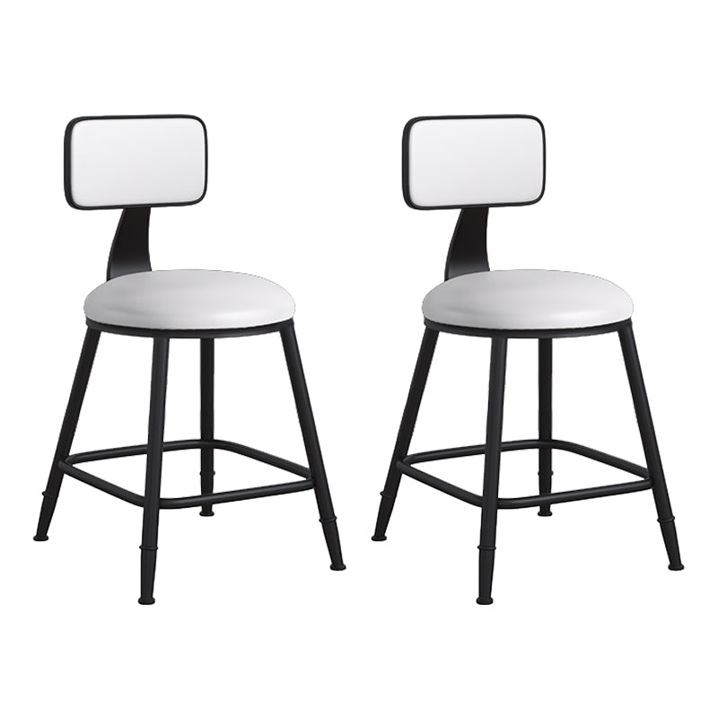 Modern Backrest Armless Counter Stool Iron Cafe Bar Stool with Leather Cushion