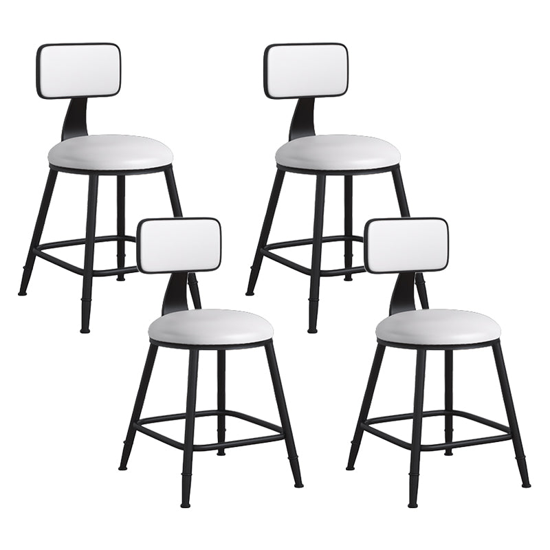 Modern Backrest Armless Counter Stool Iron Cafe Bar Stool with Leather Cushion
