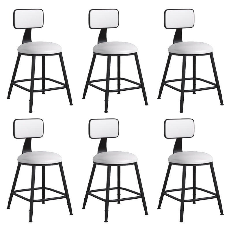 Modern Backrest Armless Counter Stool Iron Cafe Bar Stool with Leather Cushion