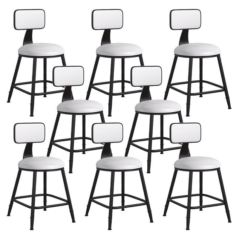 Modern Backrest Armless Counter Stool Iron Cafe Bar Stool with Leather Cushion