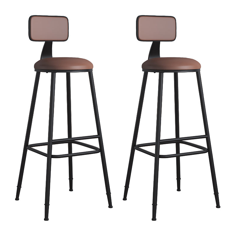 Modern Backrest Armless Counter Stool Iron Cafe Bar Stool with Leather Cushion