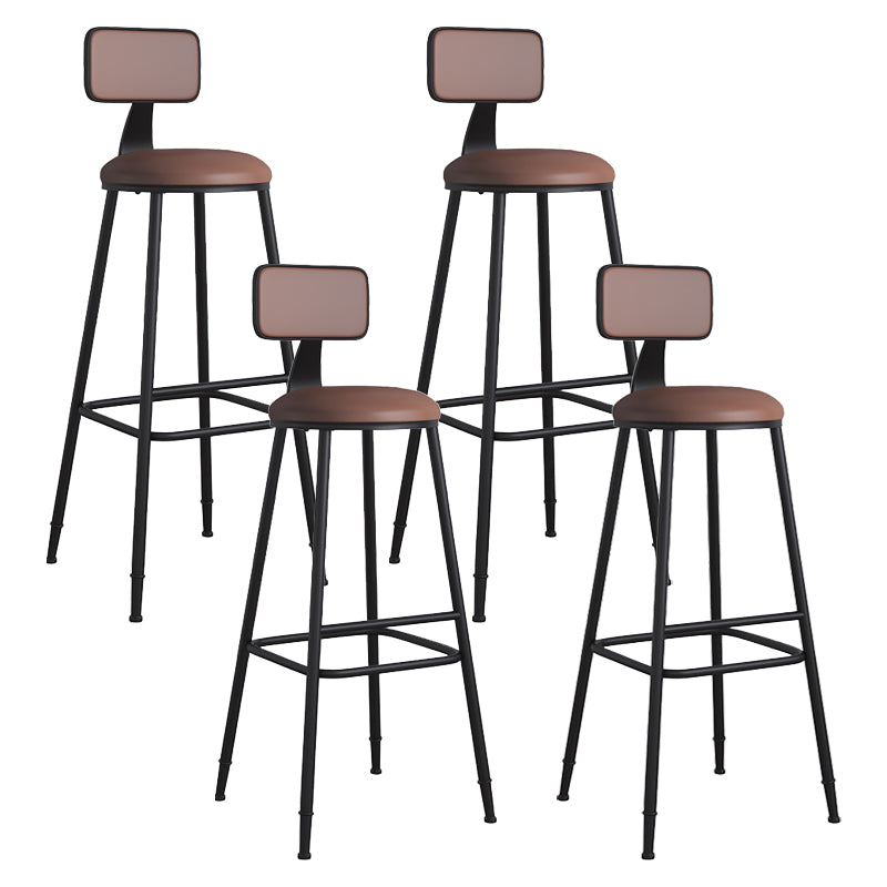 Modern Backrest Armless Counter Stool Iron Cafe Bar Stool with Leather Cushion