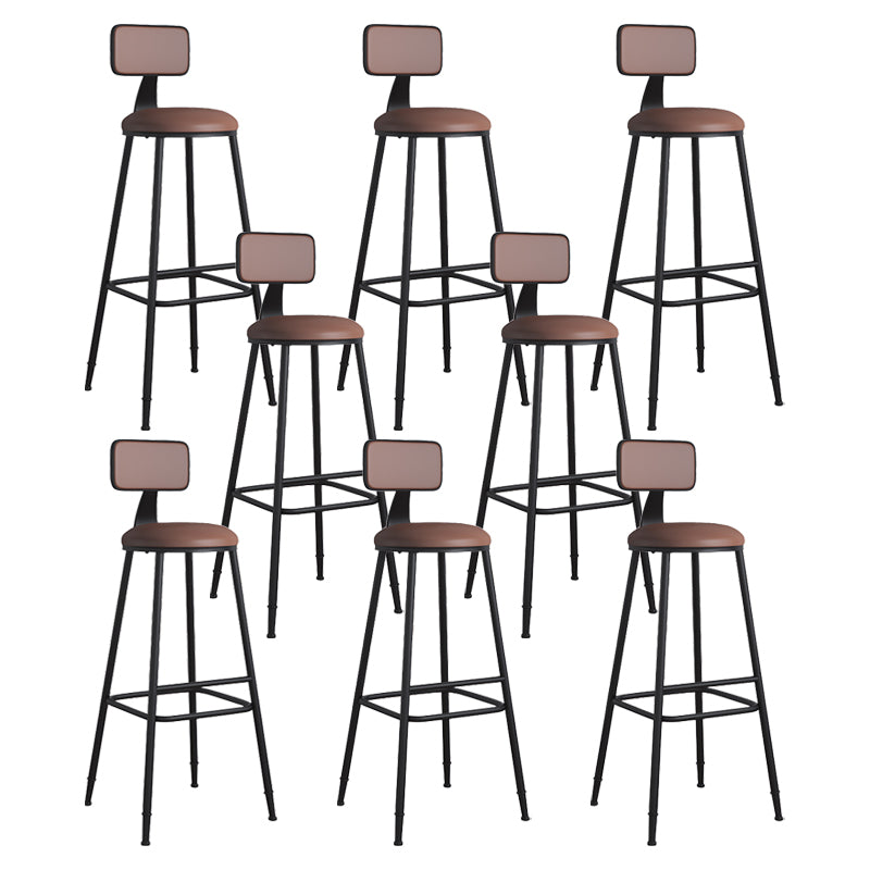 Modern Backrest Armless Counter Stool Iron Cafe Bar Stool with Leather Cushion