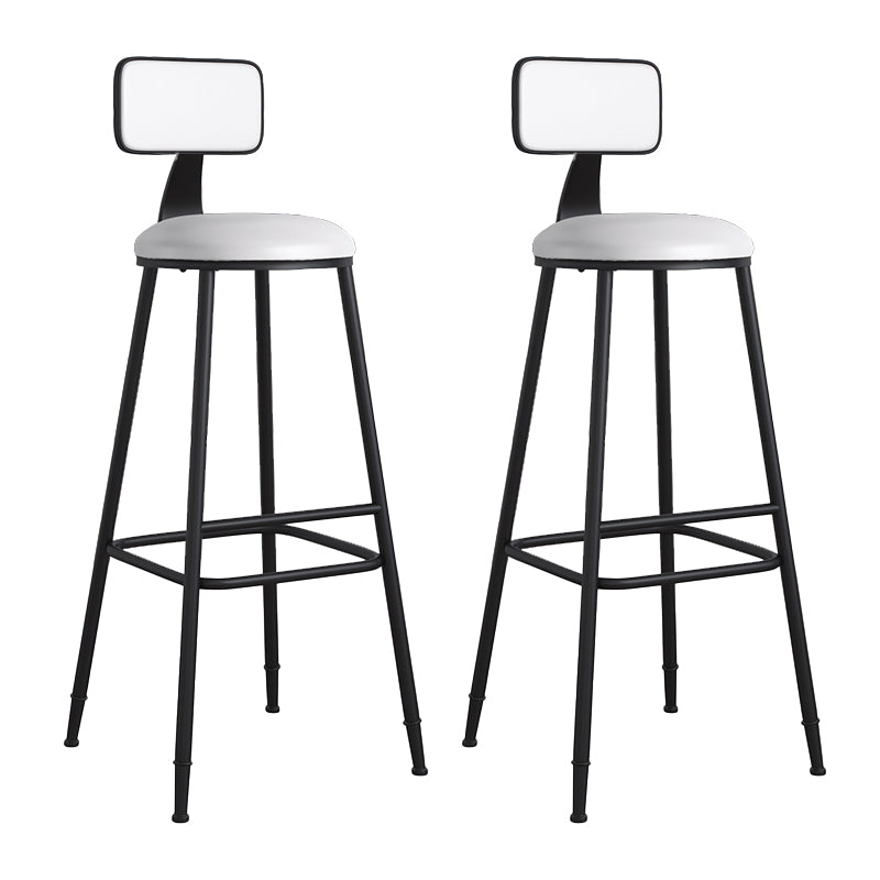 Modern Backrest Armless Counter Stool Iron Cafe Bar Stool with Leather Cushion