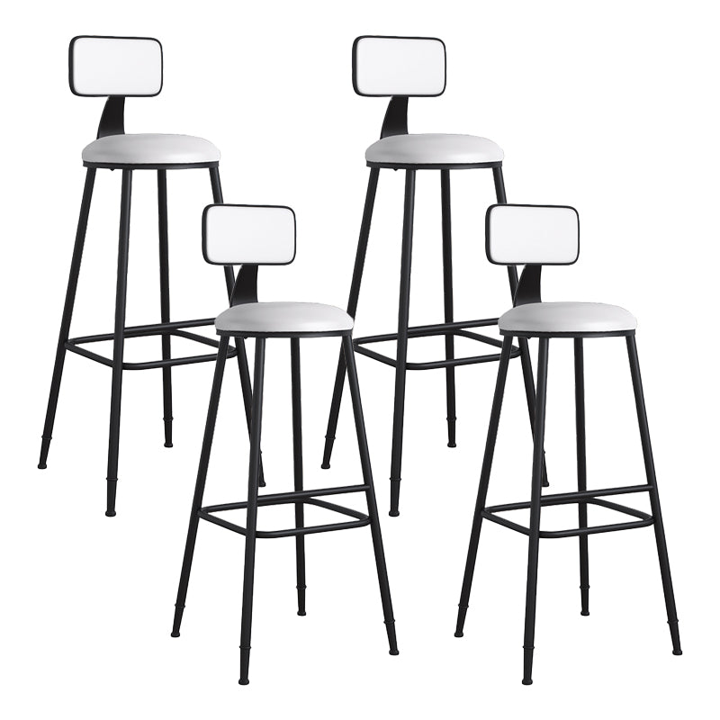 Modern Backrest Armless Counter Stool Iron Cafe Bar Stool with Leather Cushion