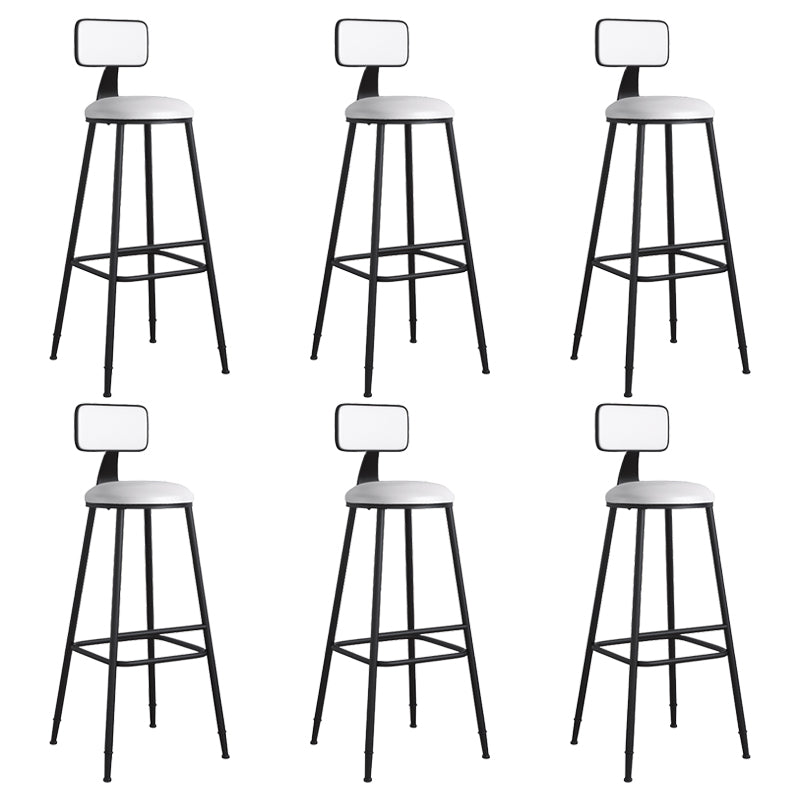 Modern Backrest Armless Counter Stool Iron Cafe Bar Stool with Leather Cushion