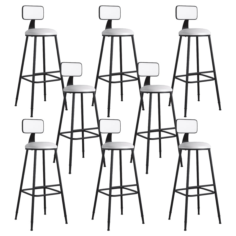 Modern Backrest Armless Counter Stool Iron Cafe Bar Stool with Leather Cushion