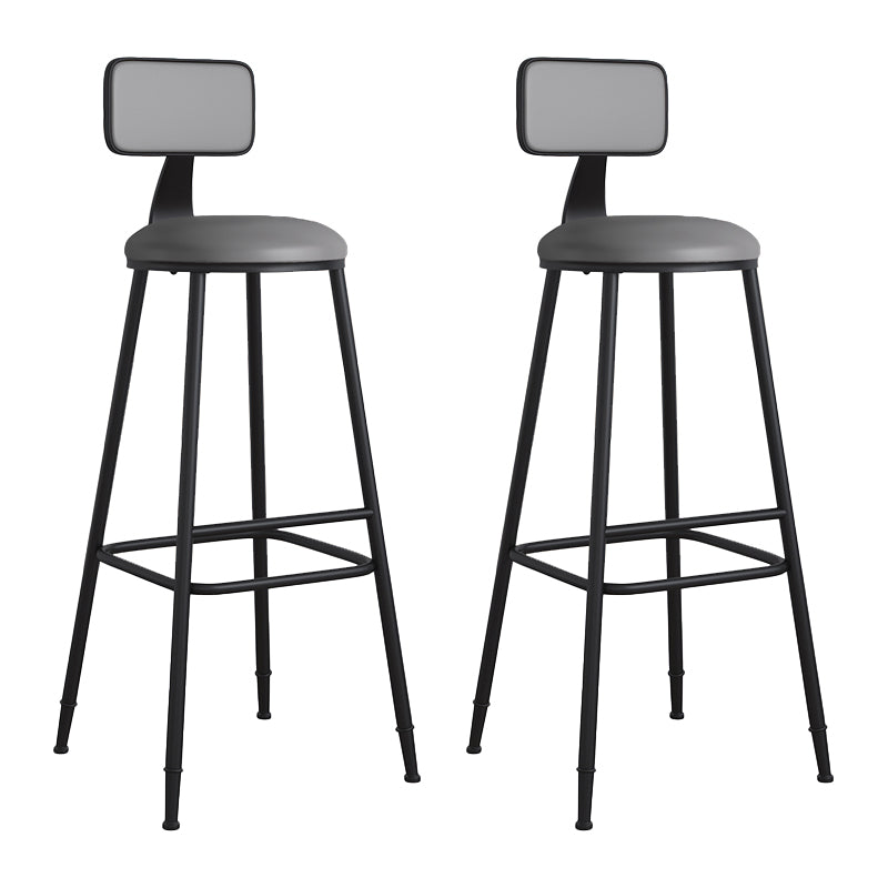 Modern Backrest Armless Counter Stool Iron Cafe Bar Stool with Leather Cushion