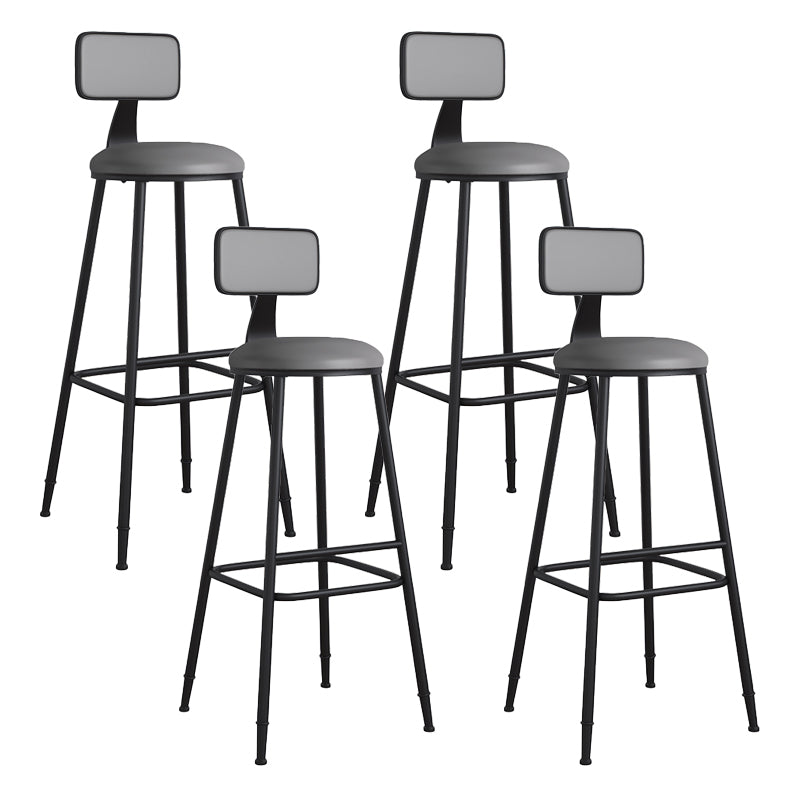 Modern Backrest Armless Counter Stool Iron Cafe Bar Stool with Leather Cushion