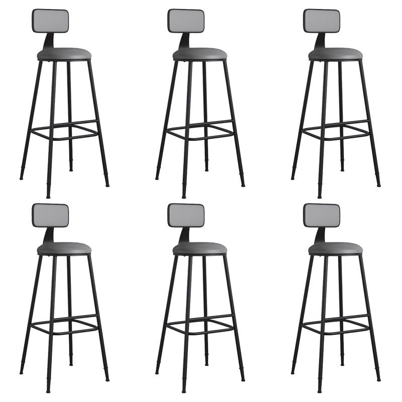 Modern Backrest Armless Counter Stool Iron Cafe Bar Stool with Leather Cushion