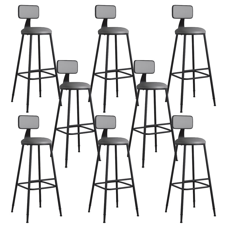 Modern Backrest Armless Counter Stool Iron Cafe Bar Stool with Leather Cushion