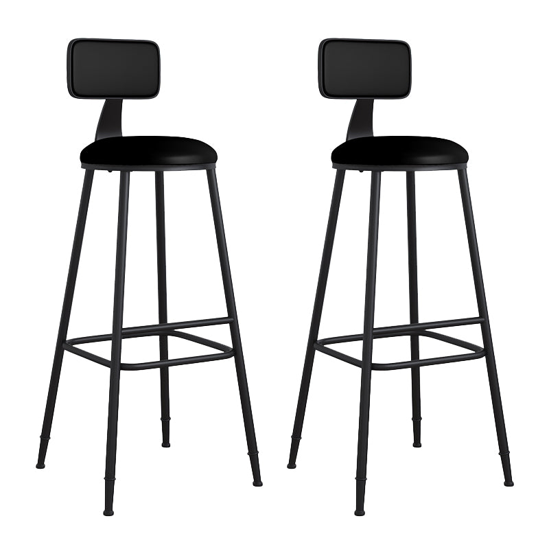 Modern Backrest Armless Counter Stool Iron Cafe Bar Stool with Leather Cushion