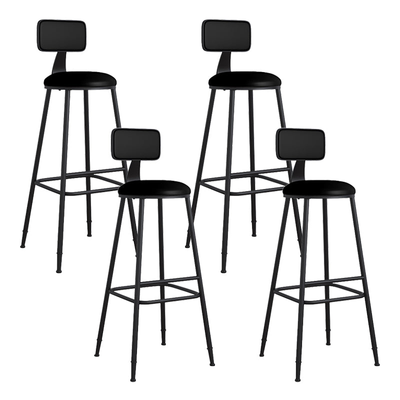 Modern Backrest Armless Counter Stool Iron Cafe Bar Stool with Leather Cushion