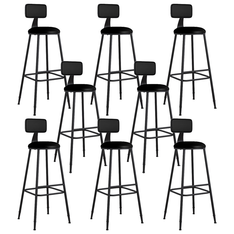 Modern Backrest Armless Counter Stool Iron Cafe Bar Stool with Leather Cushion