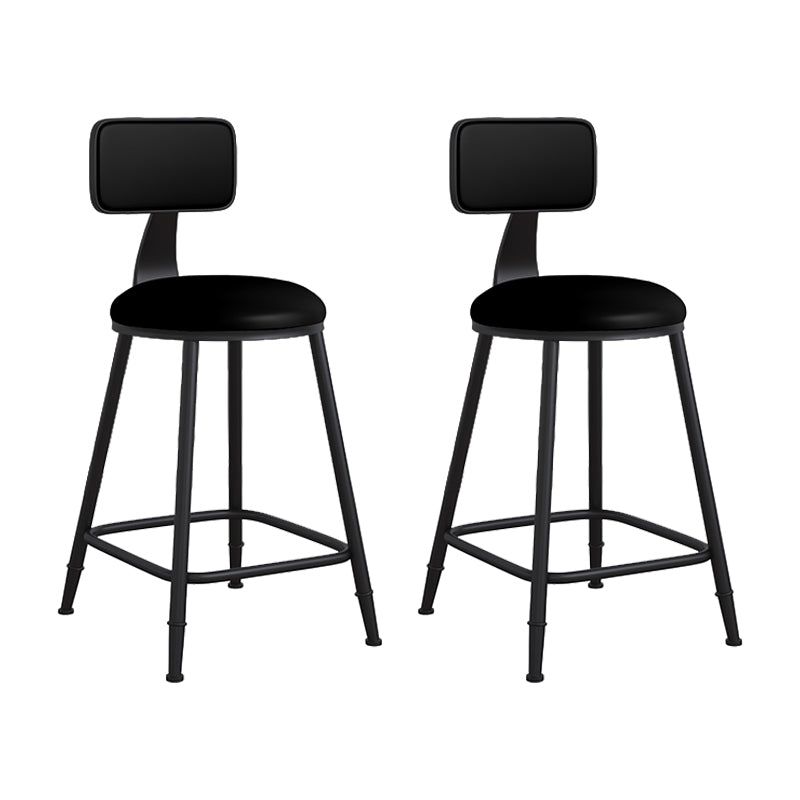 Modern Backrest Armless Counter Stool Iron Cafe Bar Stool with Leather Cushion