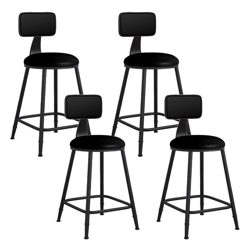 Modern Backrest Armless Counter Stool Iron Cafe Bar Stool with Leather Cushion