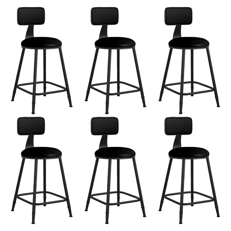 Modern Backrest Armless Counter Stool Iron Cafe Bar Stool with Leather Cushion