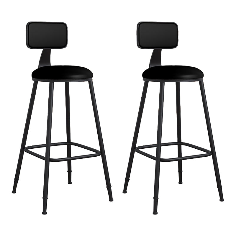 Modern Backrest Armless Counter Stool Iron Cafe Bar Stool with Leather Cushion