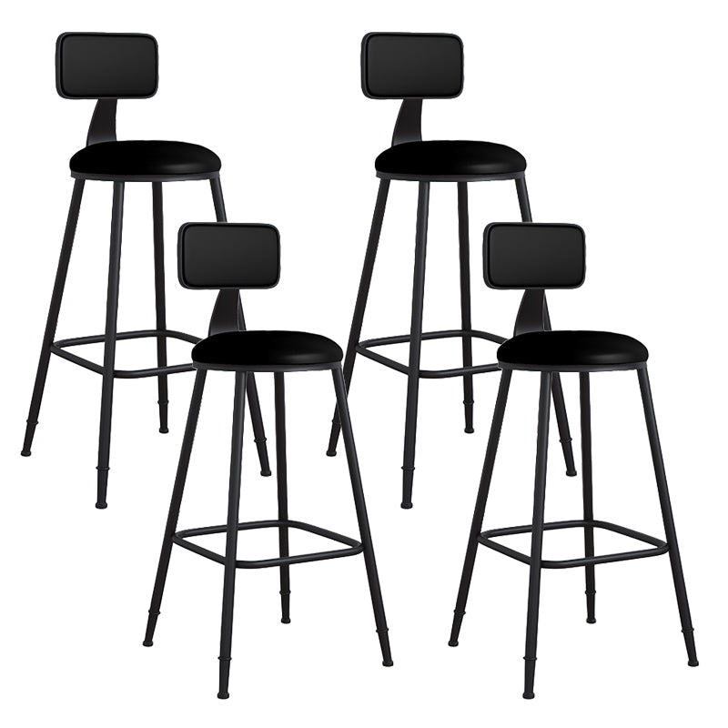 Modern Backrest Armless Counter Stool Iron Cafe Bar Stool with Leather Cushion