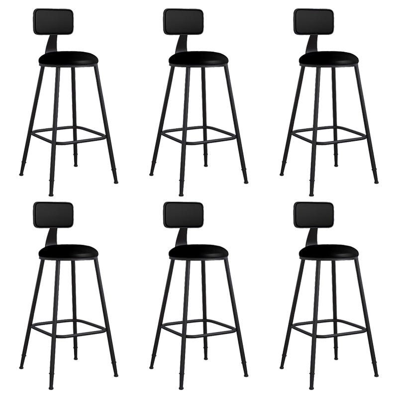 Modern Backrest Armless Counter Stool Iron Cafe Bar Stool with Leather Cushion