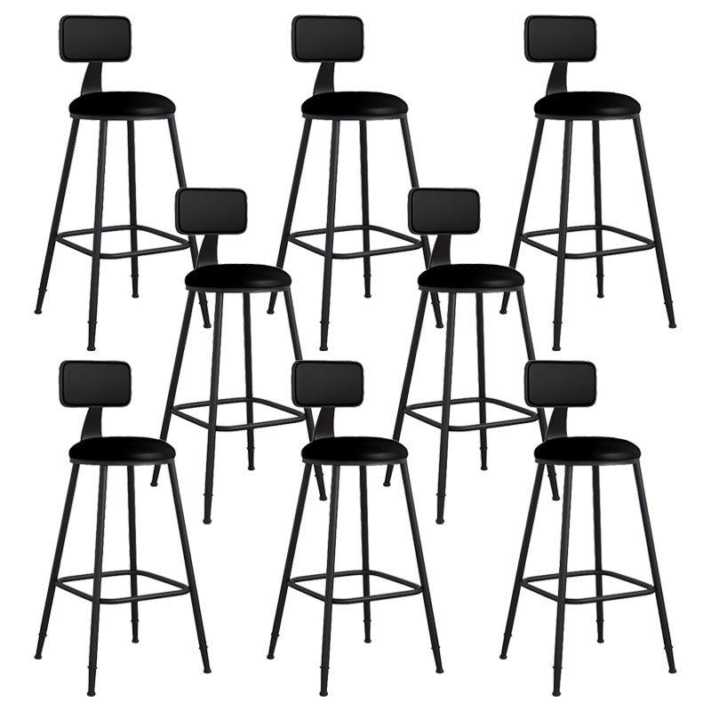 Modern Backrest Armless Counter Stool Iron Cafe Bar Stool with Leather Cushion