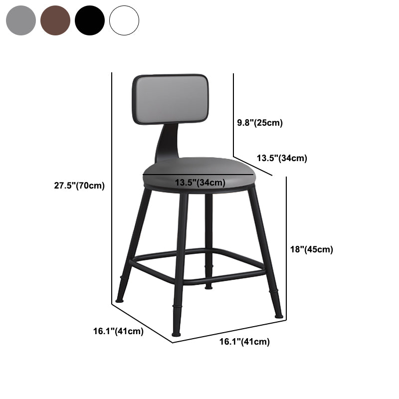 Modern Backrest Armless Counter Stool Iron Cafe Bar Stool with Leather Cushion