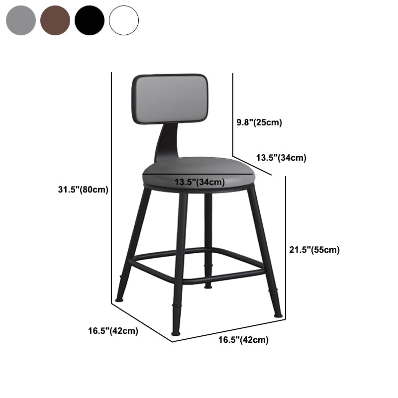 Modern Backrest Armless Counter Stool Iron Cafe Bar Stool with Leather Cushion