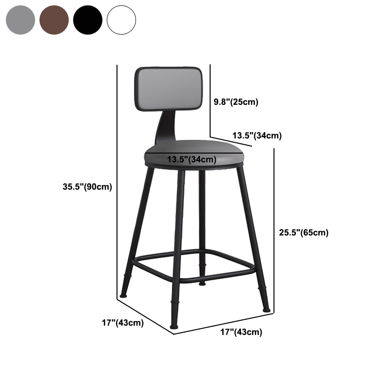 Modern Backrest Armless Counter Stool Iron Cafe Bar Stool with Leather Cushion