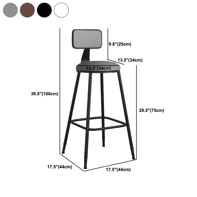 Modern Backrest Armless Counter Stool Iron Cafe Bar Stool with Leather Cushion