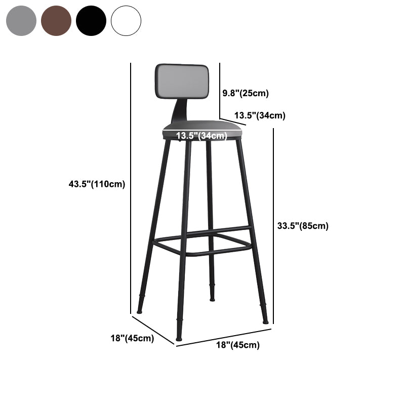 Modern Backrest Armless Counter Stool Iron Cafe Bar Stool with Leather Cushion