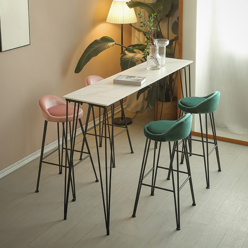 Industrial Footrest Counter & Bar Stool Low Back Indoor Velvet Counter Stool