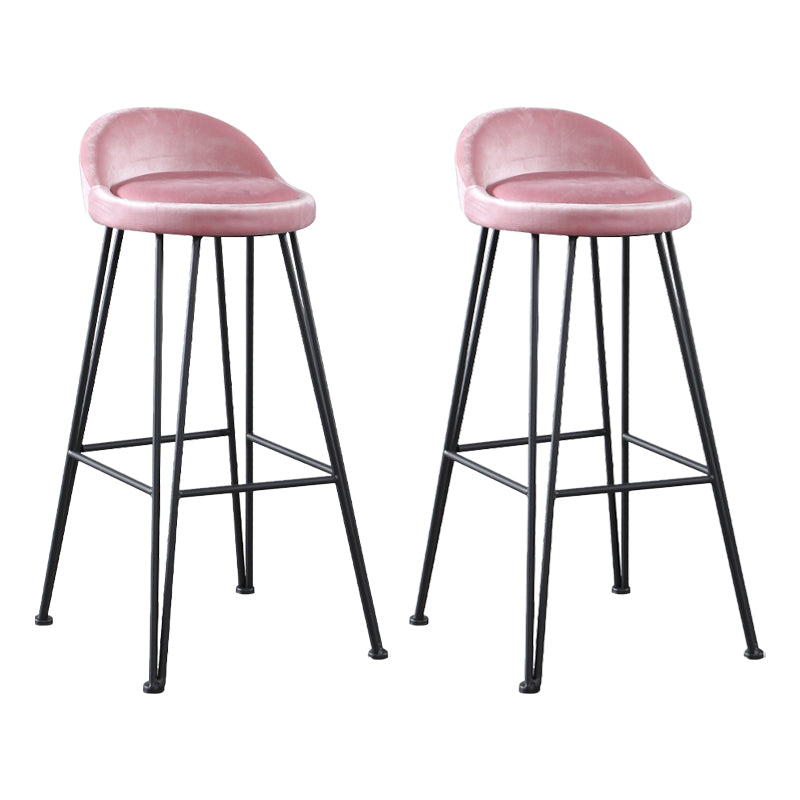 Industrial Footrest Counter & Bar Stool Low Back Indoor Velvet Counter Stool