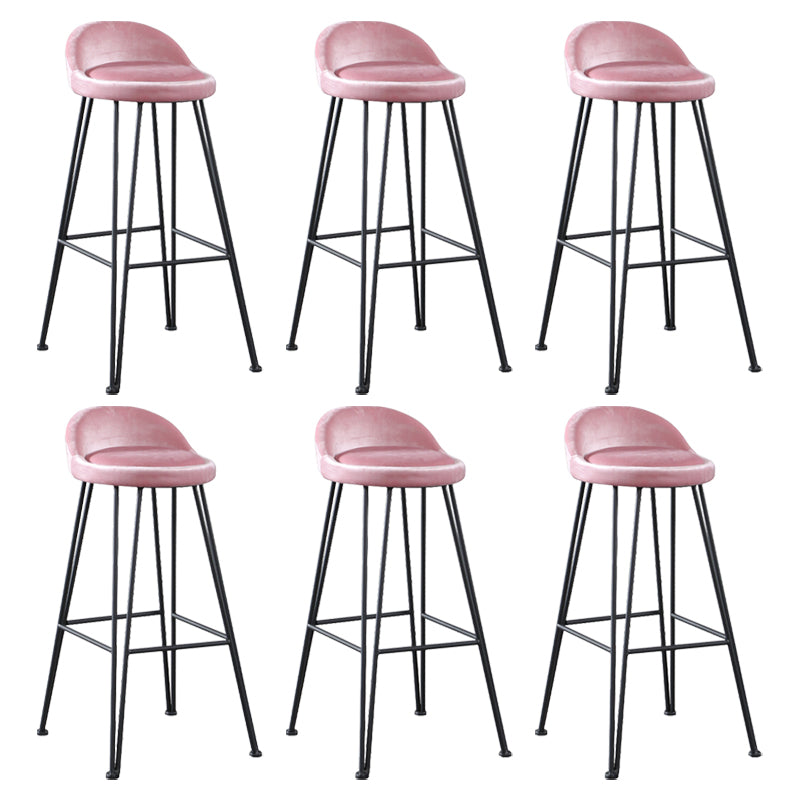 Industrial Footrest Counter & Bar Stool Low Back Indoor Velvet Counter Stool