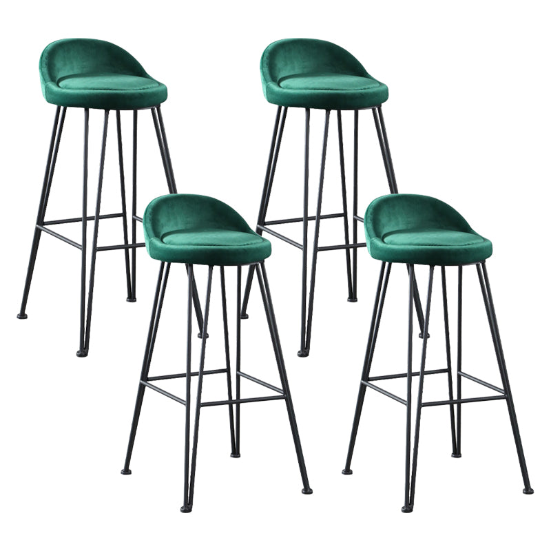 Industrial Footrest Counter & Bar Stool Low Back Indoor Velvet Counter Stool