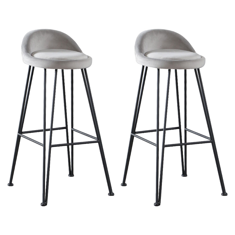 Industrial Footrest Counter & Bar Stool Low Back Indoor Velvet Counter Stool