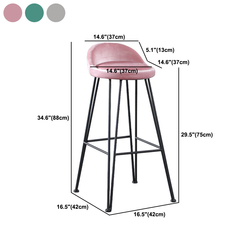 Industrial Footrest Counter & Bar Stool Low Back Indoor Velvet Counter Stool