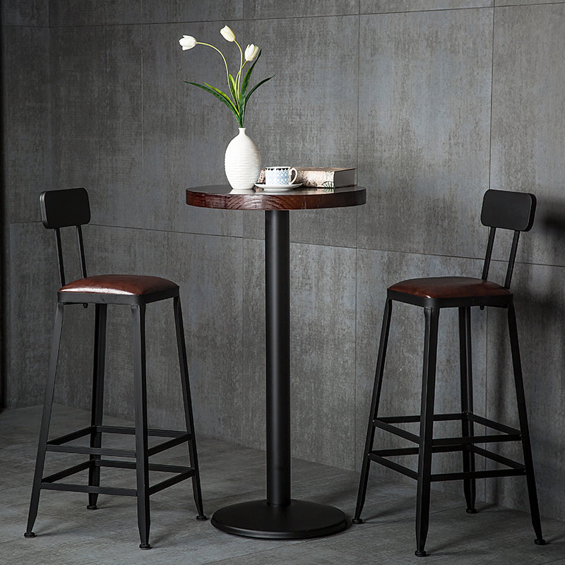 Industrial Bar Stool Wooden Counter Bar Stool with Metal Legs for Home
